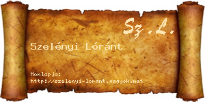Szelényi Lóránt névjegykártya